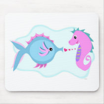 Fish and Seahorse Love Connection mousepads by TheBluePlanet Fish and Seahorse Love Connection mousepads