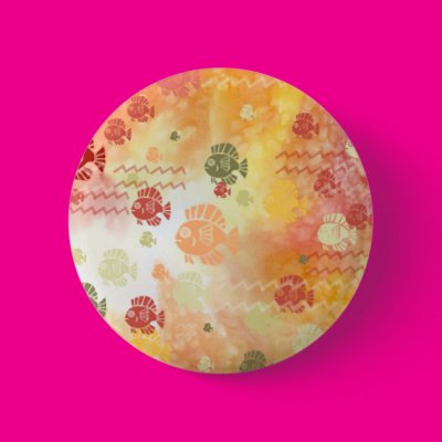 Fish and Waves in Red Pinback Button Zazzle_button Fish and Waves in Red Pinback Button Zazzle_button