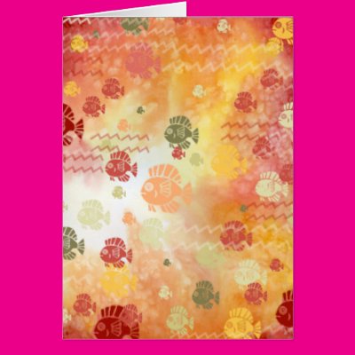 Fish and Waves in Red Card Zazzle_card Fish and Waves in Red Card Zazzle_card