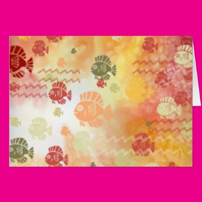 Fish and Waves in Red Greeting Card Zazzle_card Fish and Waves in Red Greeting Card Zazzle_card