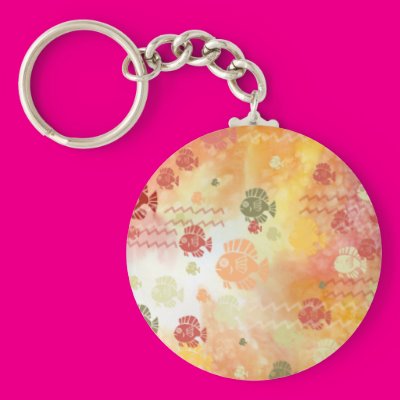 Fish and Waves in Red Keychain Zazzle_keychain Fish and Waves in Red Keychain Zazzle_keychain