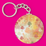 Fish and Waves in Red Keychain