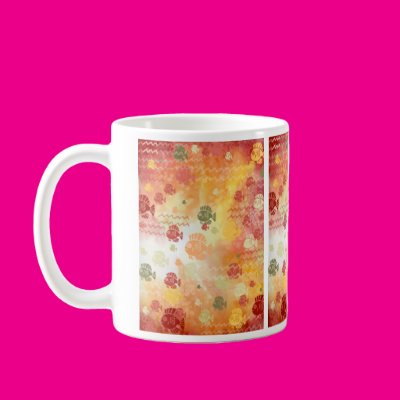 Fish and Waves in Red Mugs Zazzle_mug