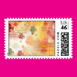 Fish and Waves in Red Postage