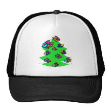 fish at Christmas tree Mesh Hats