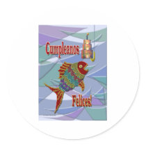 Fish Birthday Spanish/Mexican/Latino stickers