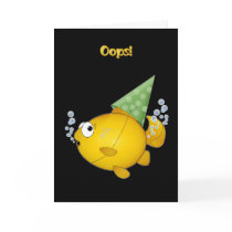 FISH birthday tooting oops! Greeting Cards