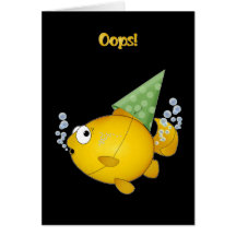 FISH birthday tooting oops! Greeting Cards