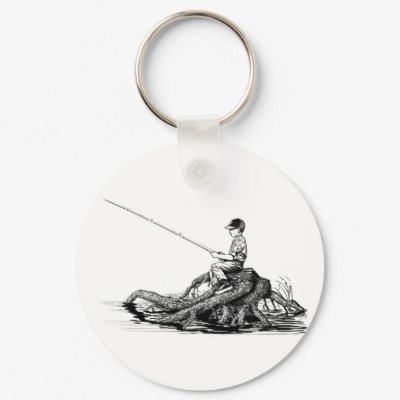 Fish / Boy Fishing Keychain by moxieann