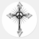 Fish-Cross-Peace Round Sticker