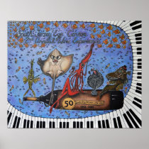 Fish Drinking Wine Two Print