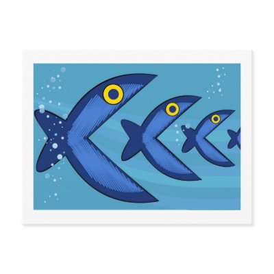 Fish eat fish postcard by wagnerm25