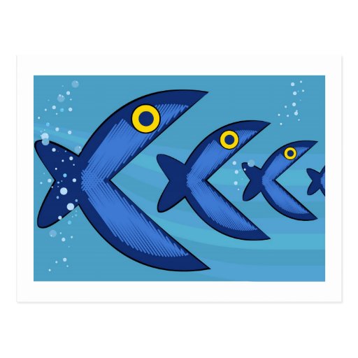 Fish eat fish postcard