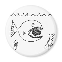 Fish Eats Brain Fridge Magnet