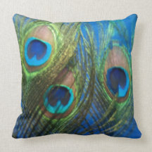 Fish Eye Peacock Still Life Throw Pillows