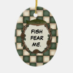 Fish Fear Me Funny Fishing Personalized Photo Christmas Ornaments