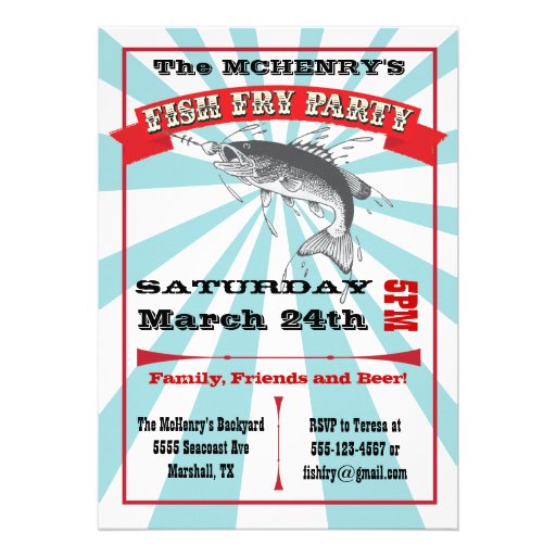 Fish Fry Party Poster Invitations