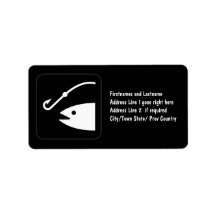 Fish Head and Hook - Black and White Personalized Address Labels