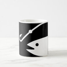 Fish Head and Hook - Black and White Mug