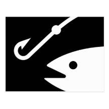 Fish Head and Hook - Black and White Post Card