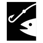 Fish Head and Hook - Black and White Postcard