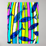 Fish in a Colourful Striped Tank Print