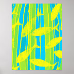 Fish in Blue, Green and Yellow Striped Tank Poster