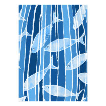 Fish in Blue Striped Tank Custom Invite