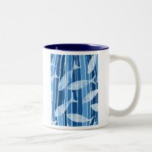 Fish in Blue Striped Tank Mug