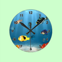 Fish In The Ocean wall clocks