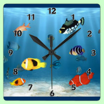 Fish In The Ocean wall clocks