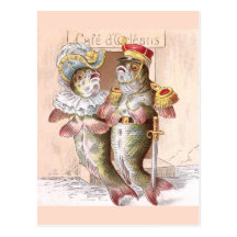 Fish Leaving the Restaurant Cafe d'Orleans Postcard