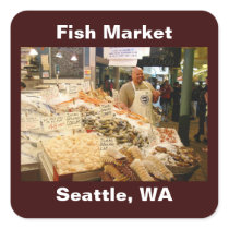 Fish Market Seattle WA Square Stickers