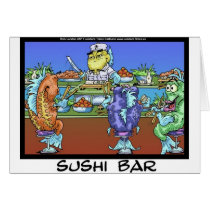 Fish Meet Markets AKA Sushi Bar Funny Gifts & Card cards