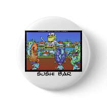 Fish Meet Markets AKA Sushi Bar Funny Gifts & Card buttons