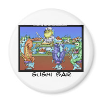 Fish Meet Markets AKA Sushi Bar Funny Gifts & Card magnets