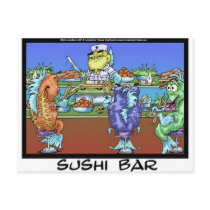 Fish Meet Markets AKA Sushi Bar Funny Gifts & Card postcards