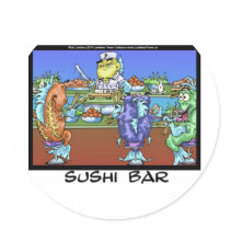 Fish Meet Markets AKA Sushi Bar Funny Gifts & Card stickers