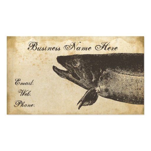 Fish Old Grungy Paper Business Card (front side)