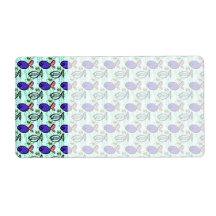 Fish Pattern. Blue Fish Ghost Fish. Personalized Shipping Labels