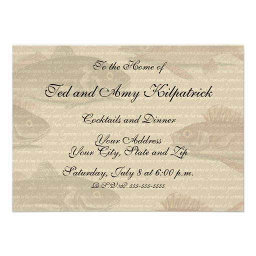 fish red perch Vintage fisherman gift Personalized Invites