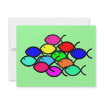 Fish School - Rainbow Colors invitations