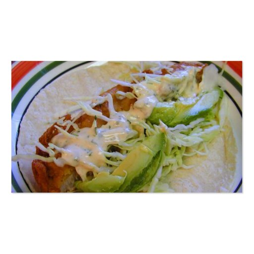 Fish Tacos Food Cabbage Tortillas Business Card (back side)