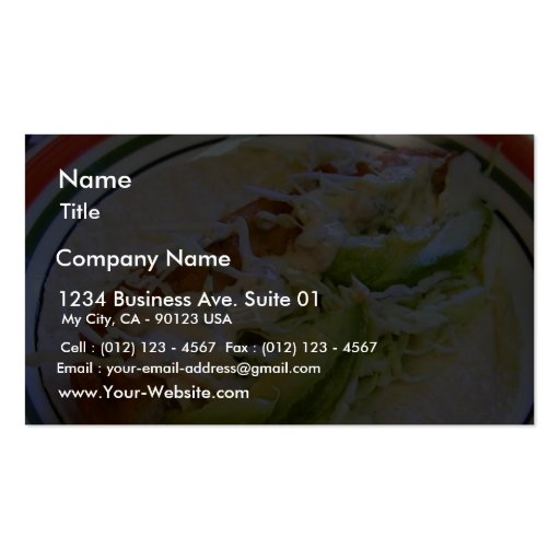 Fish Tacos Food Cabbage Tortillas Business Card (front side)