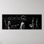 Fish Tank BKRD X-Ray Skeletons Midnight Stroll B&W Poster