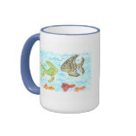 Fish Tank Distressed Border 2-sided Ringer Mug Fish Tank Distressed Border 2-sided Ringer Mug