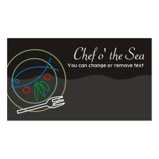 Fish vegetable dinner plate chef catering busin... business card template (front side)