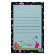 Fish with Bubble Border Lined Stationery