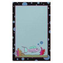 Fish with Bubble Border Unlined Stationery