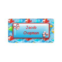 Fish with Bubbles - Boys School Name Labels